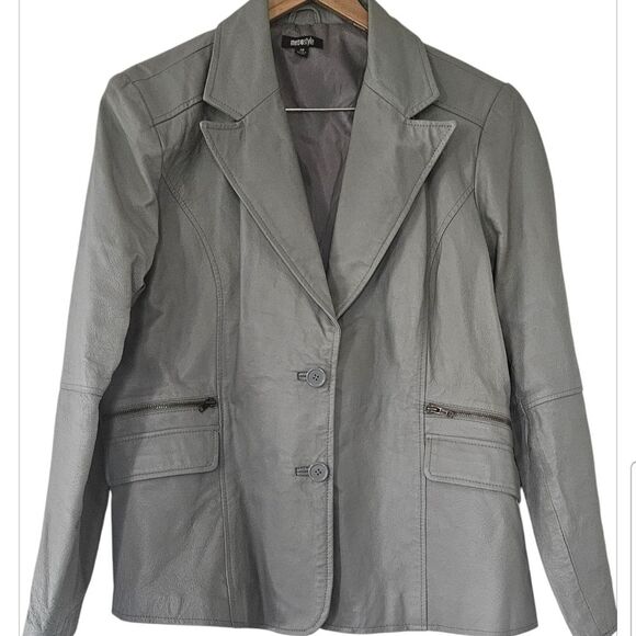 Metro Style Genuine Leather Women's Grey Jacket EUC 20/US Large - Picture 1 of 10